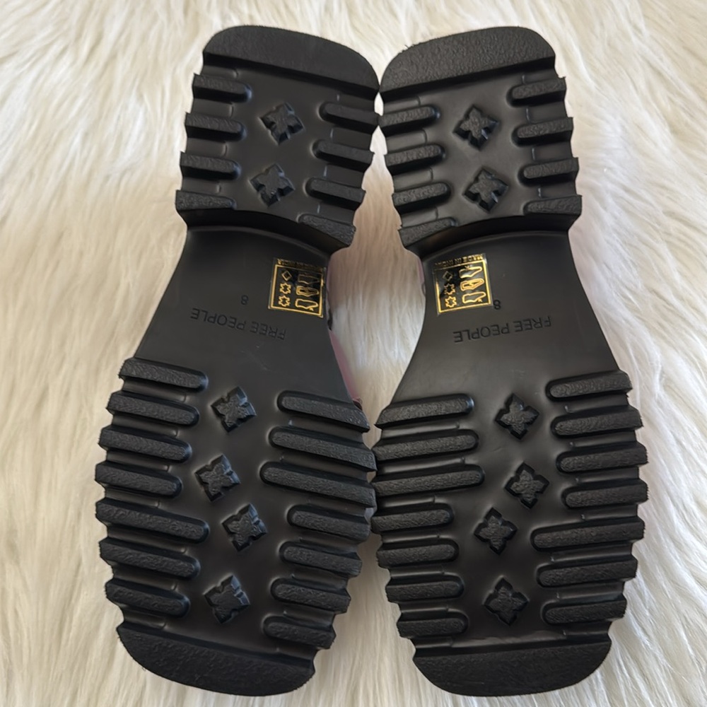 Free People Janis Fisherman Lilac Lavender Chunky Black Heel Sandals Size 8 - Picture 14 of 16